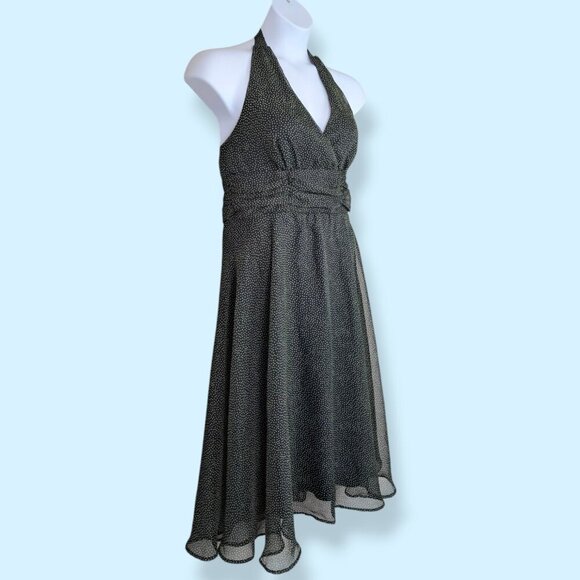 Connected Apparel Black Polka Dot Halter Dress - Picture 2 of 8